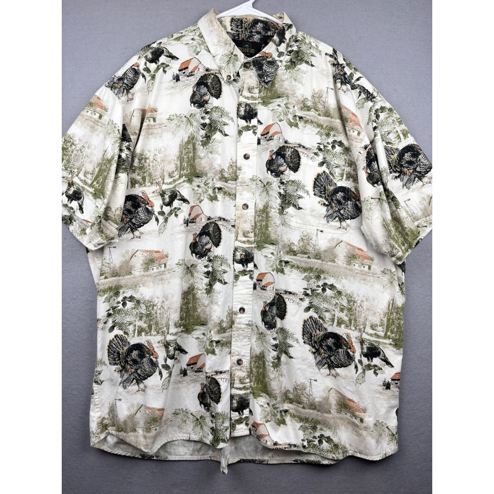 RedHead Shirt‎ Mens XXL Turkey Hunting Wildlife Print Cotton Button Up
